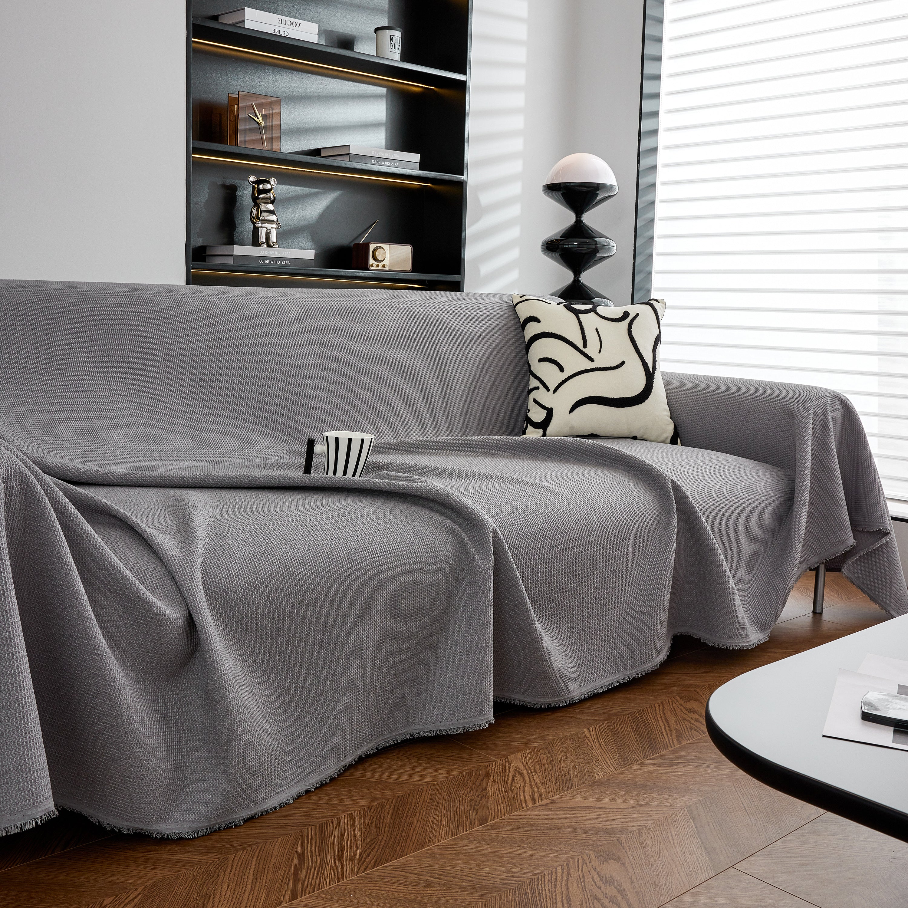 Waterproof Waffle Lattice Sofa Throw, Sofa Towel Cover for Couches, Simple Sofa Cover Blanket - Image 77