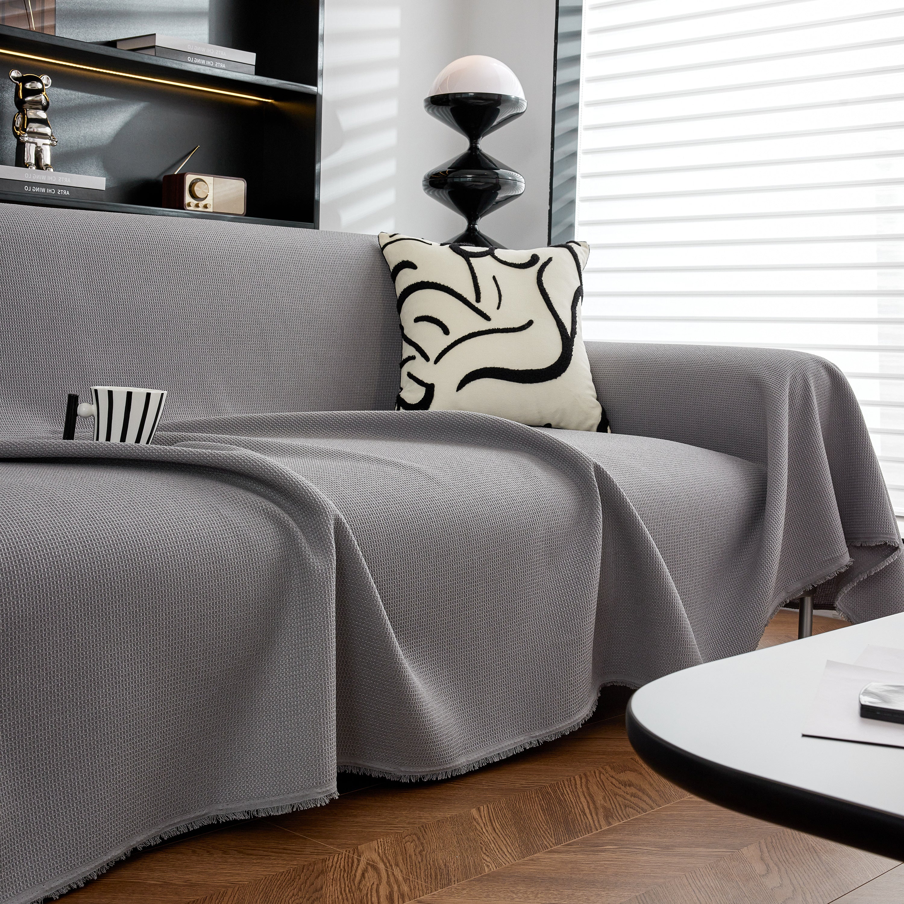Waterproof Waffle Lattice Sofa Throw, Sofa Towel Cover for Couches, Simple Sofa Cover Blanket - Image 78