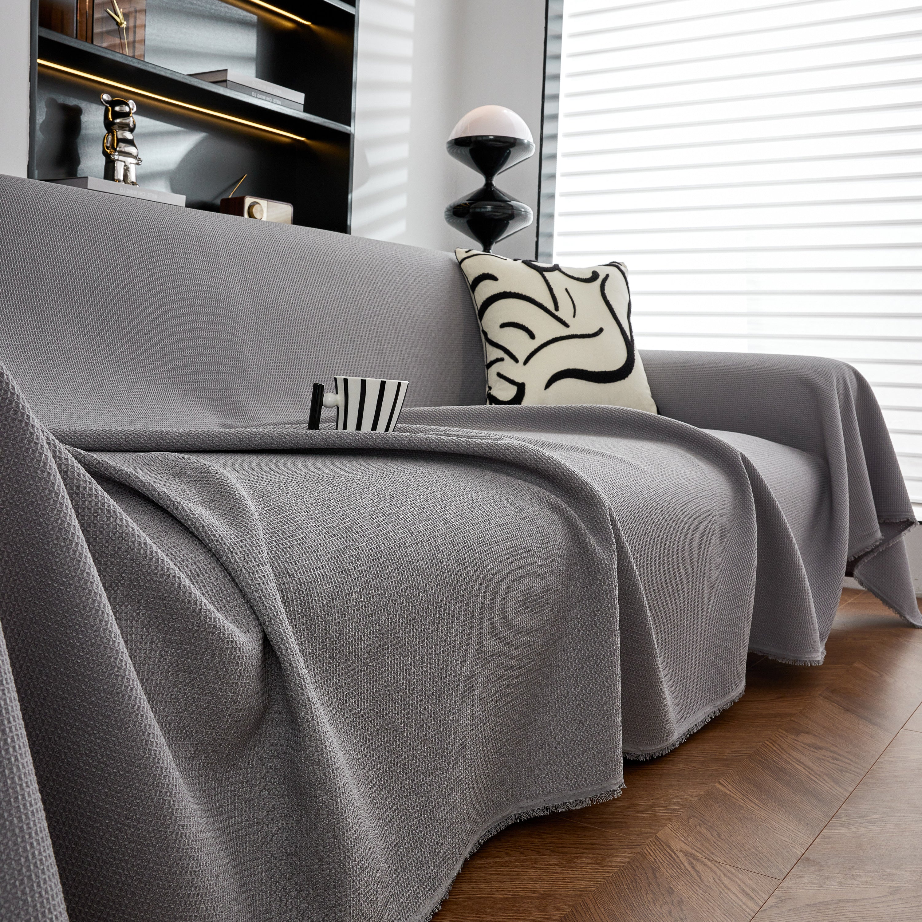 Waterproof Waffle Lattice Sofa Throw, Sofa Towel Cover for Couches, Simple Sofa Cover Blanket - Image 79