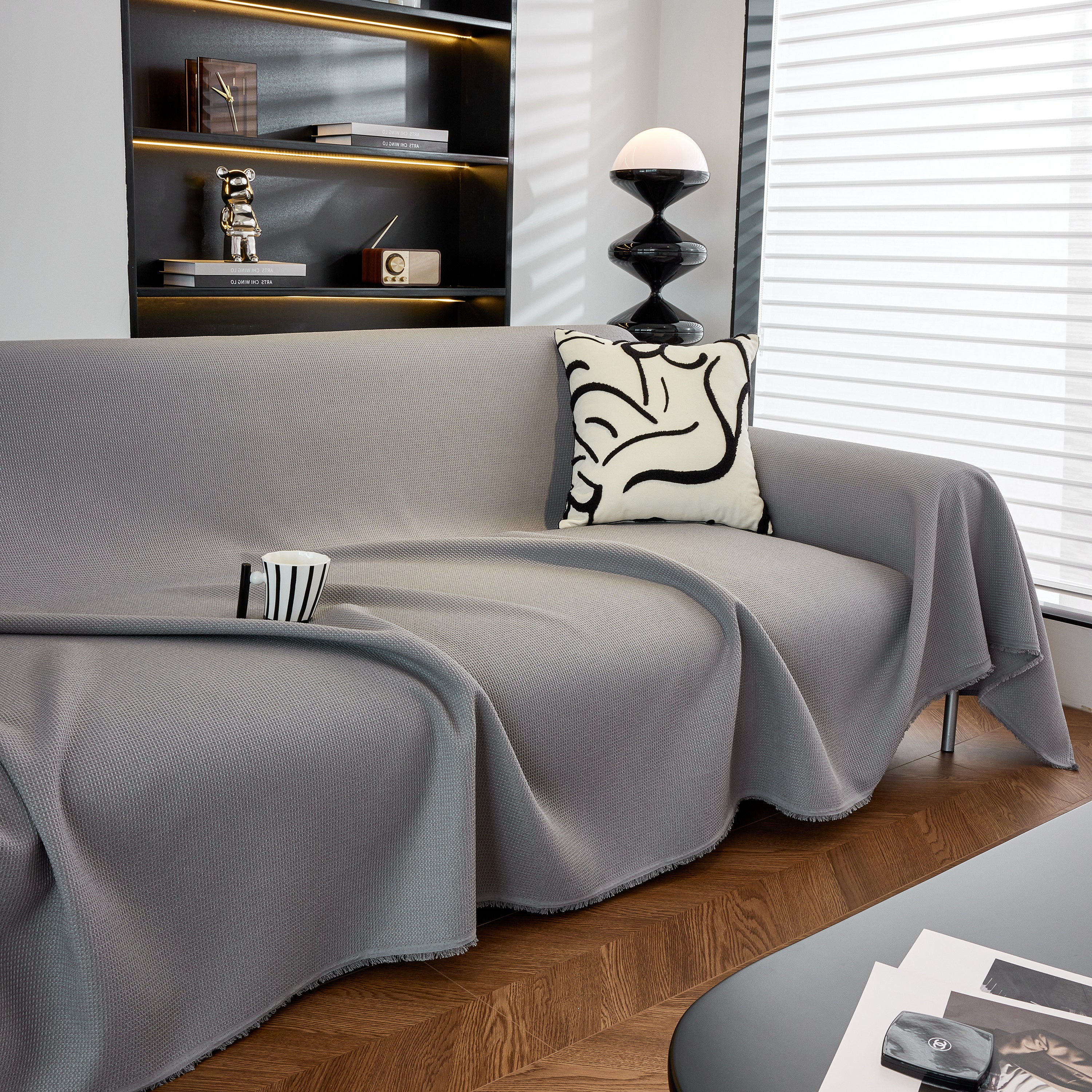 Waterproof Waffle Lattice Sofa Throw, Sofa Towel Cover for Couches, Simple Sofa Cover Blanket - Image 81