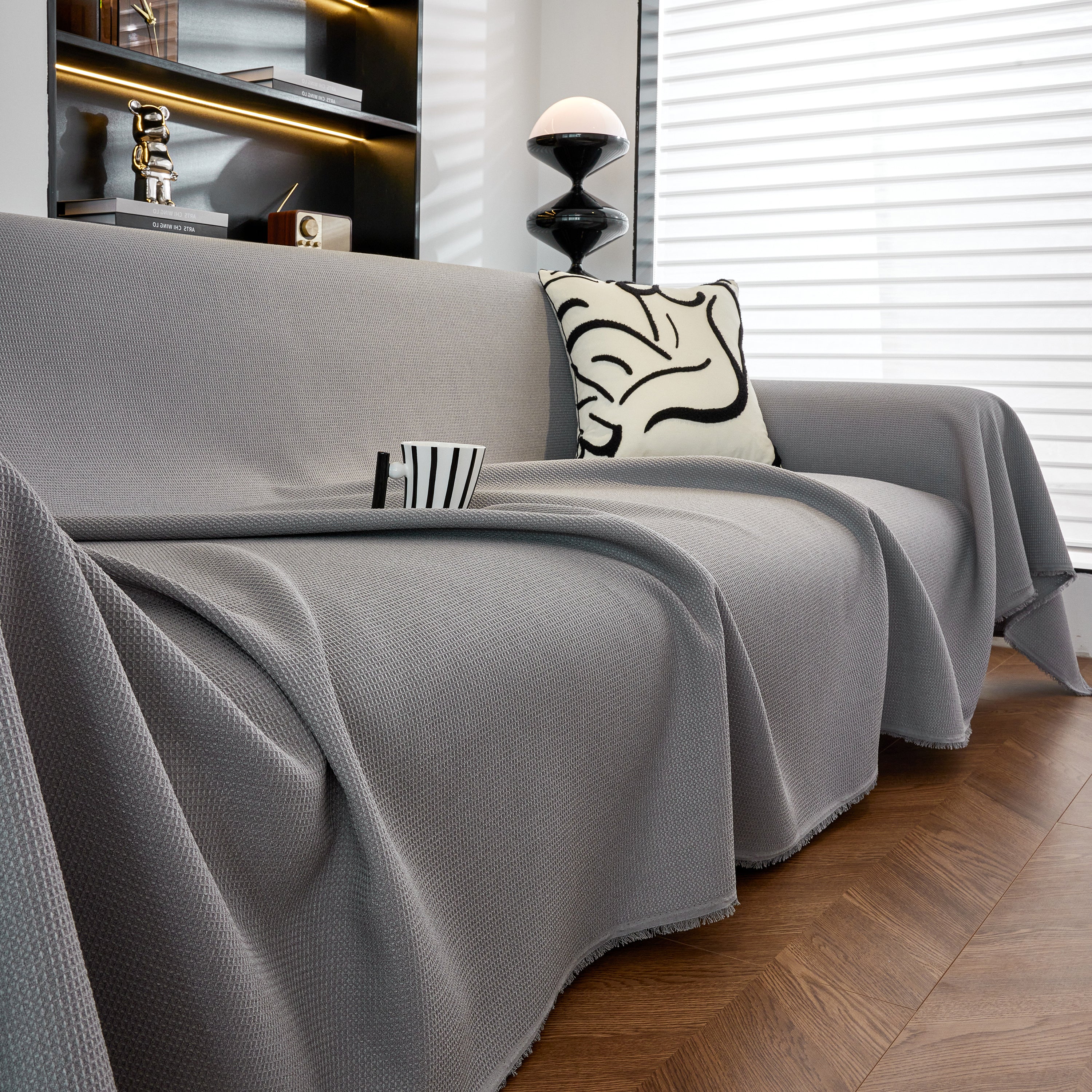 Waterproof Waffle Lattice Sofa Throw, Sofa Towel Cover for Couches, Simple Sofa Cover Blanket - Image 82