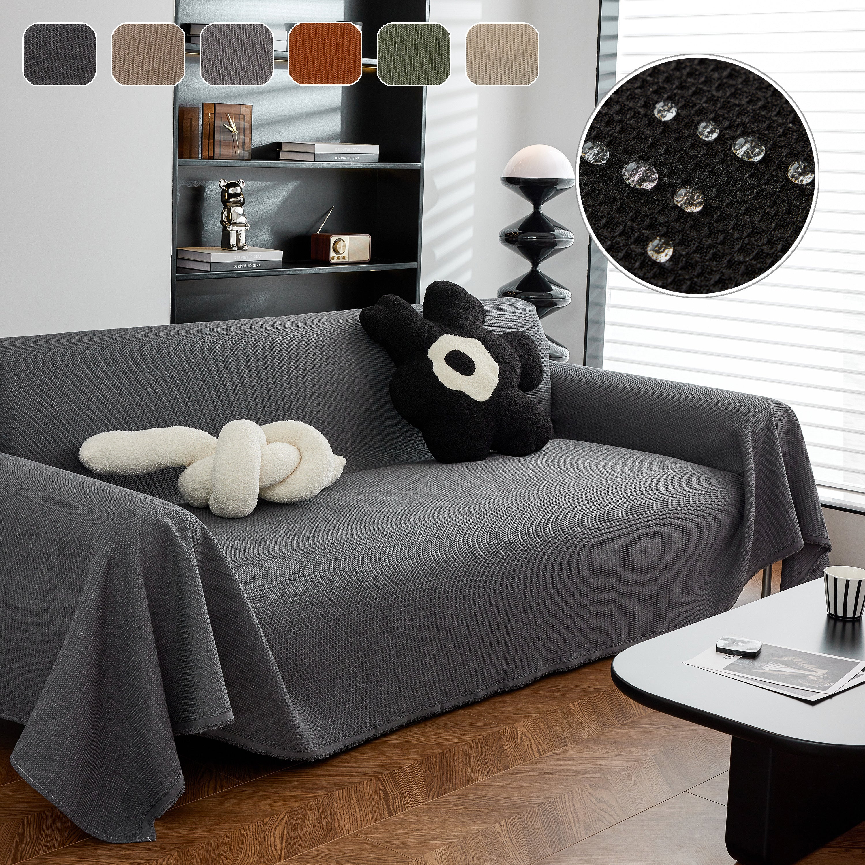 Waterproof Waffle Lattice Sofa Throw, Sofa Towel Cover for Couches, Simple Sofa Cover Blanket - Image 9