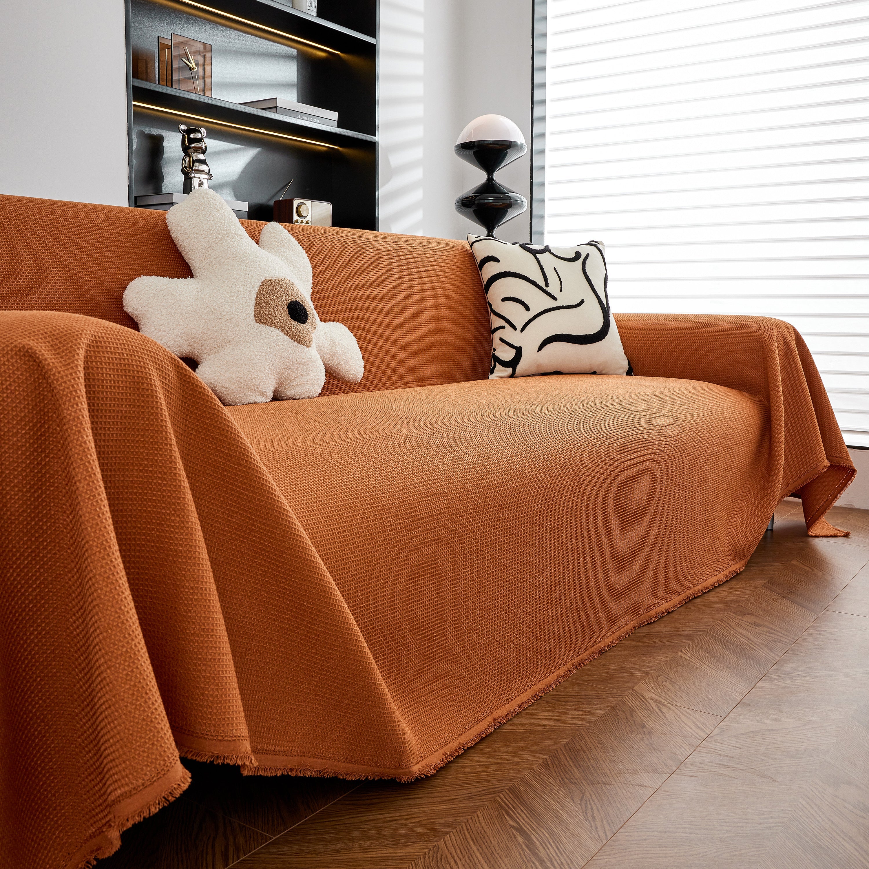 Waterproof Waffle Lattice Sofa Throw, Sofa Towel Cover for Couches, Simple Sofa Cover Blanket - Image 98