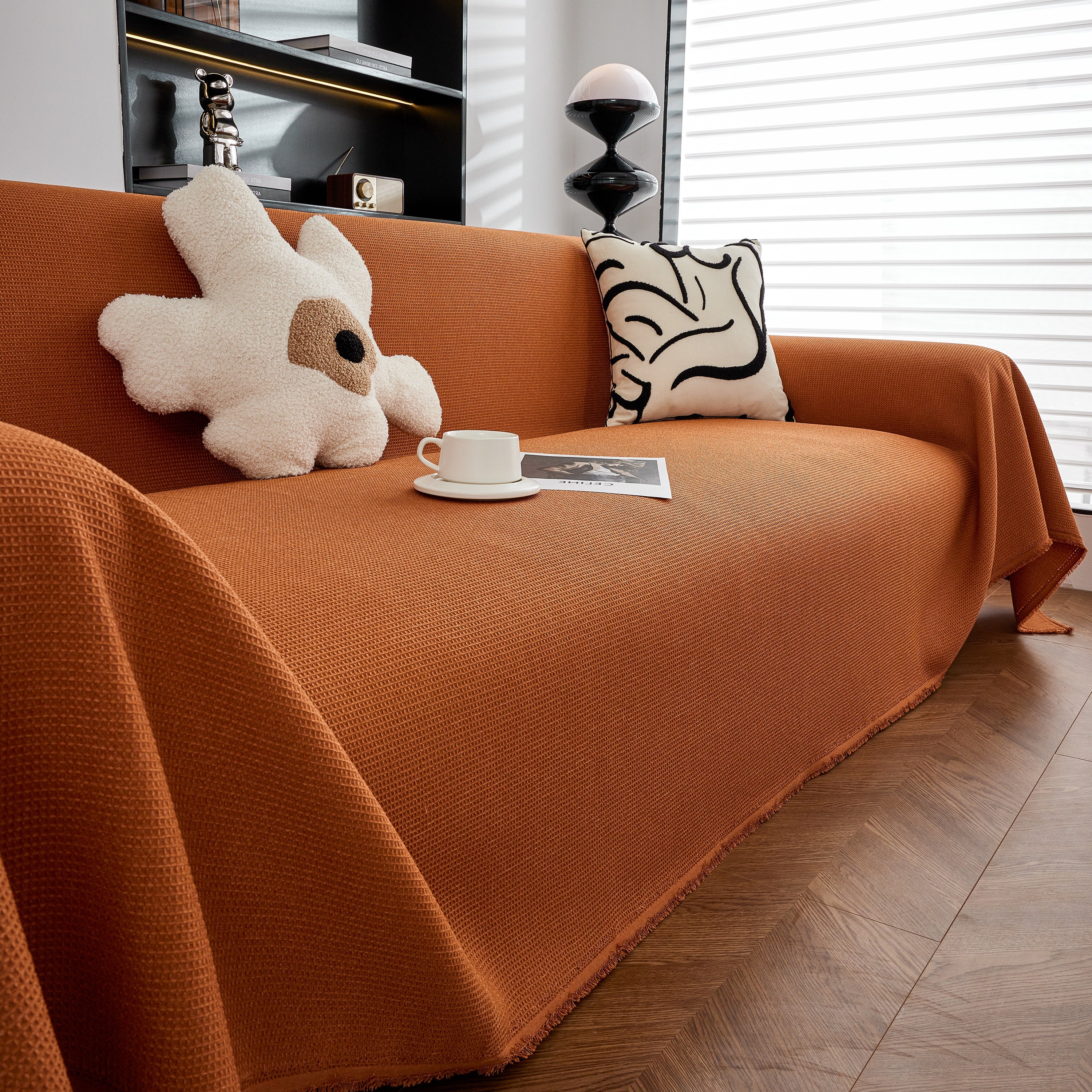 Waterproof Waffle Lattice Sofa Throw, Sofa Towel Cover for Couches, Simple Sofa Cover Blanket - Image 99