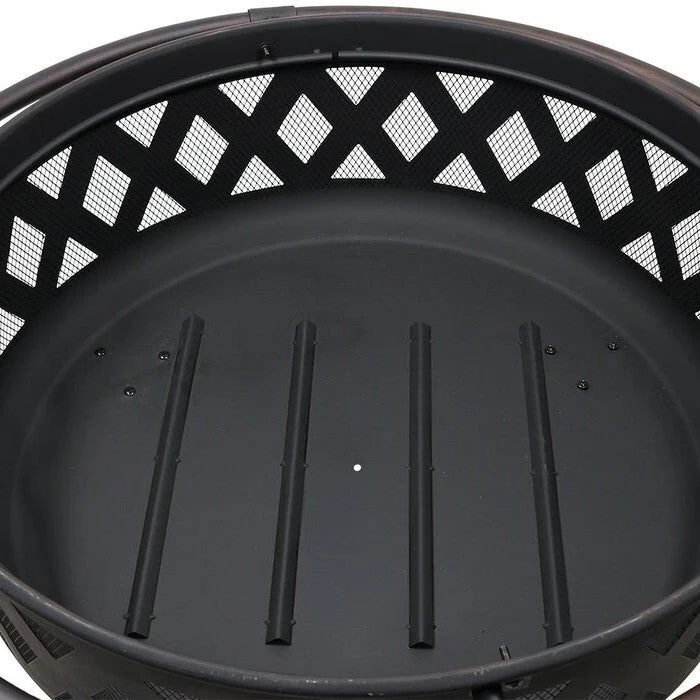 Weather Resistant Steel Wood Burning Fire Pit with Spark Screen - Image 4