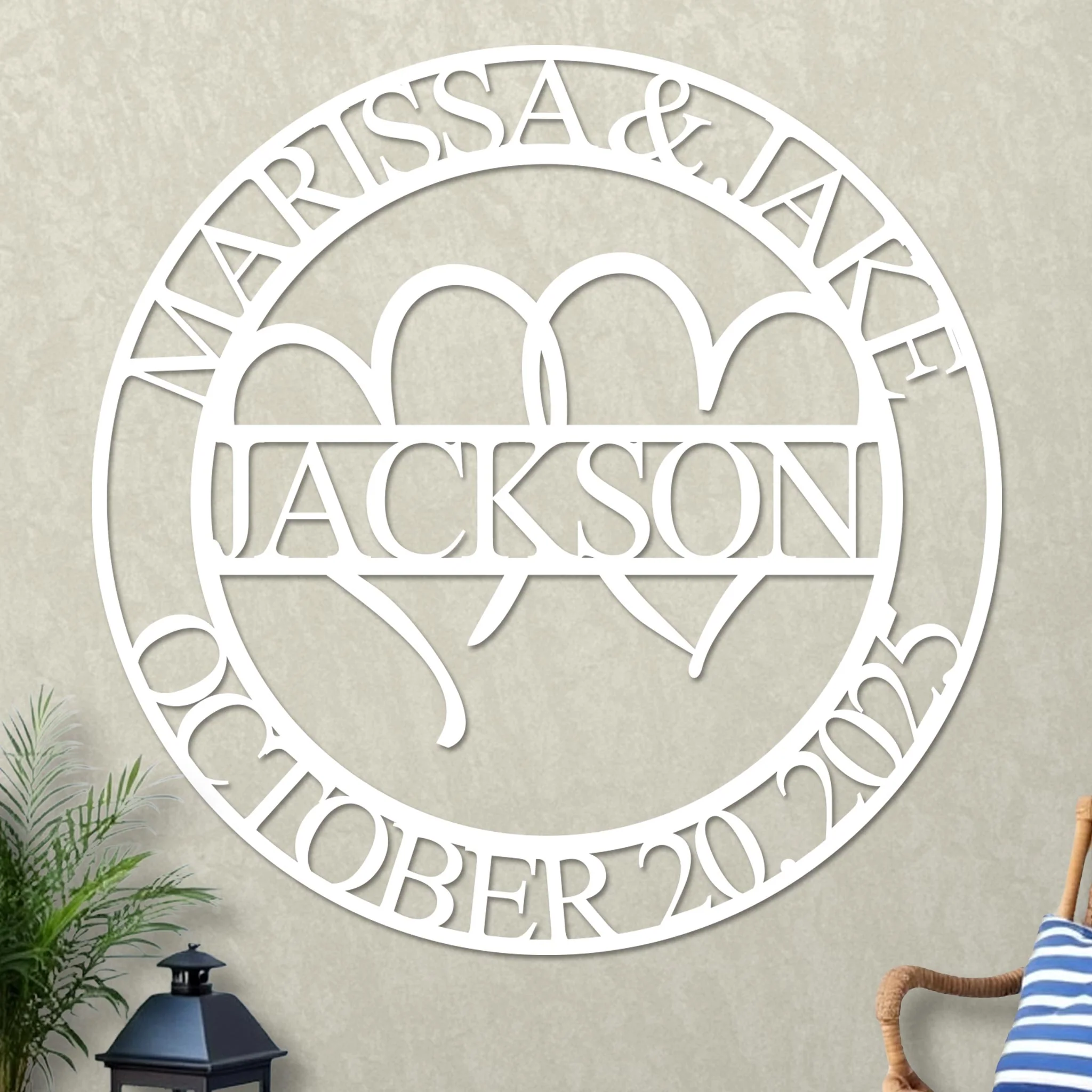 Wedding Sign, Hearts, Names and Established Year - Image 2