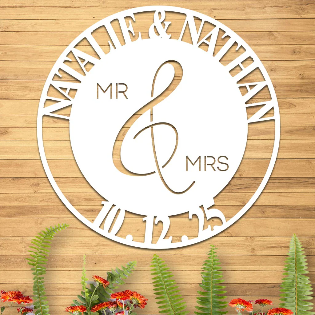 Wedding Sign, Mr & Mrs, Names and Date - Image 2