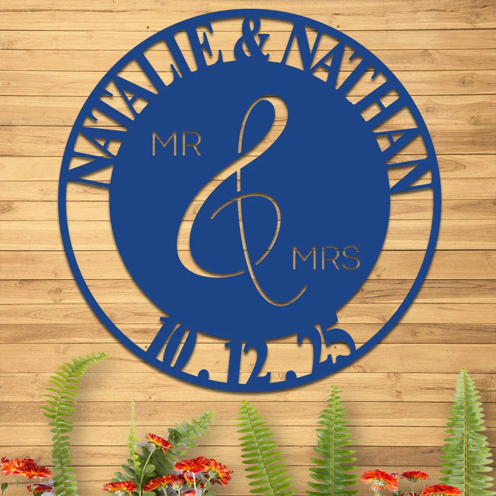 Wedding Sign, Mr & Mrs, Names and Date - Image 4