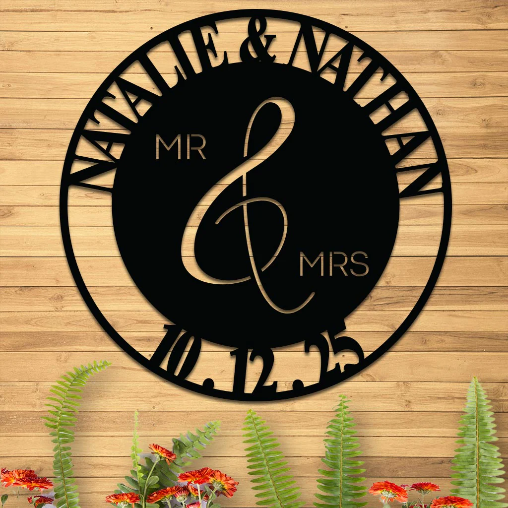 Wedding Sign, Mr & Mrs, Names and Date - Image 5