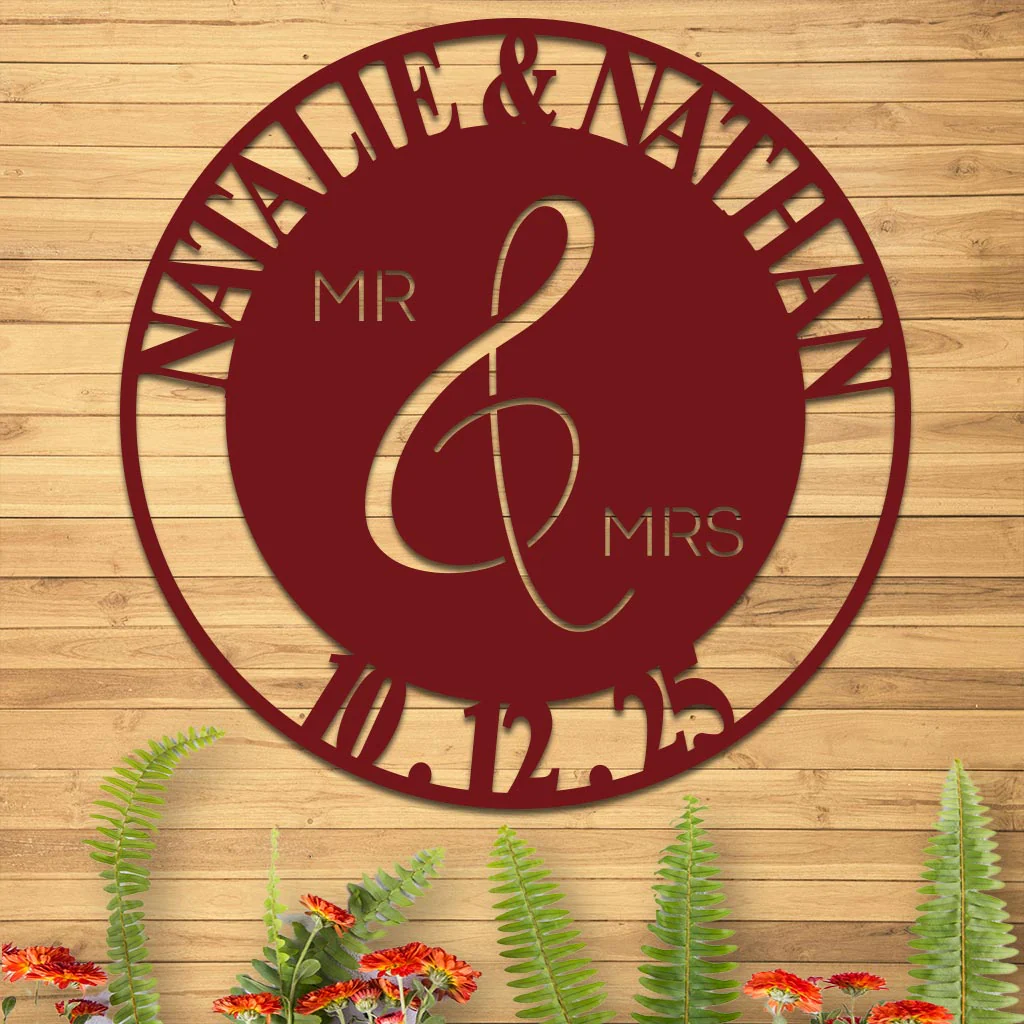 Wedding Sign, Mr & Mrs, Names and Date - Image 6