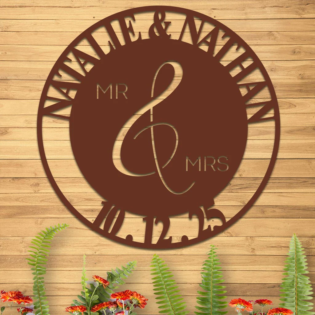 Wedding Sign, Mr & Mrs, Names and Date - Image 8