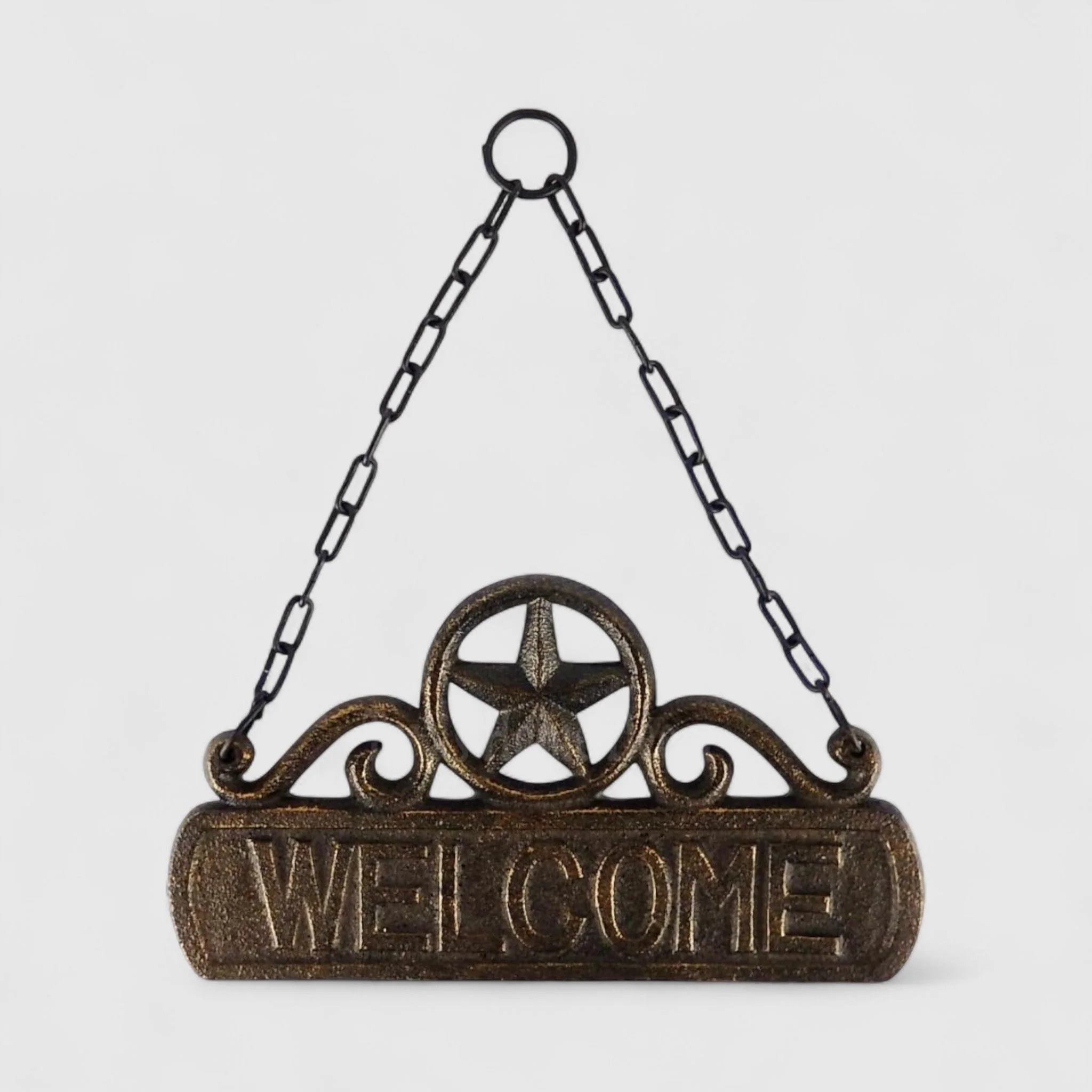 Welcoming Cast Iron Plaque with Chain - Rustic Welcome Sign - Image 2