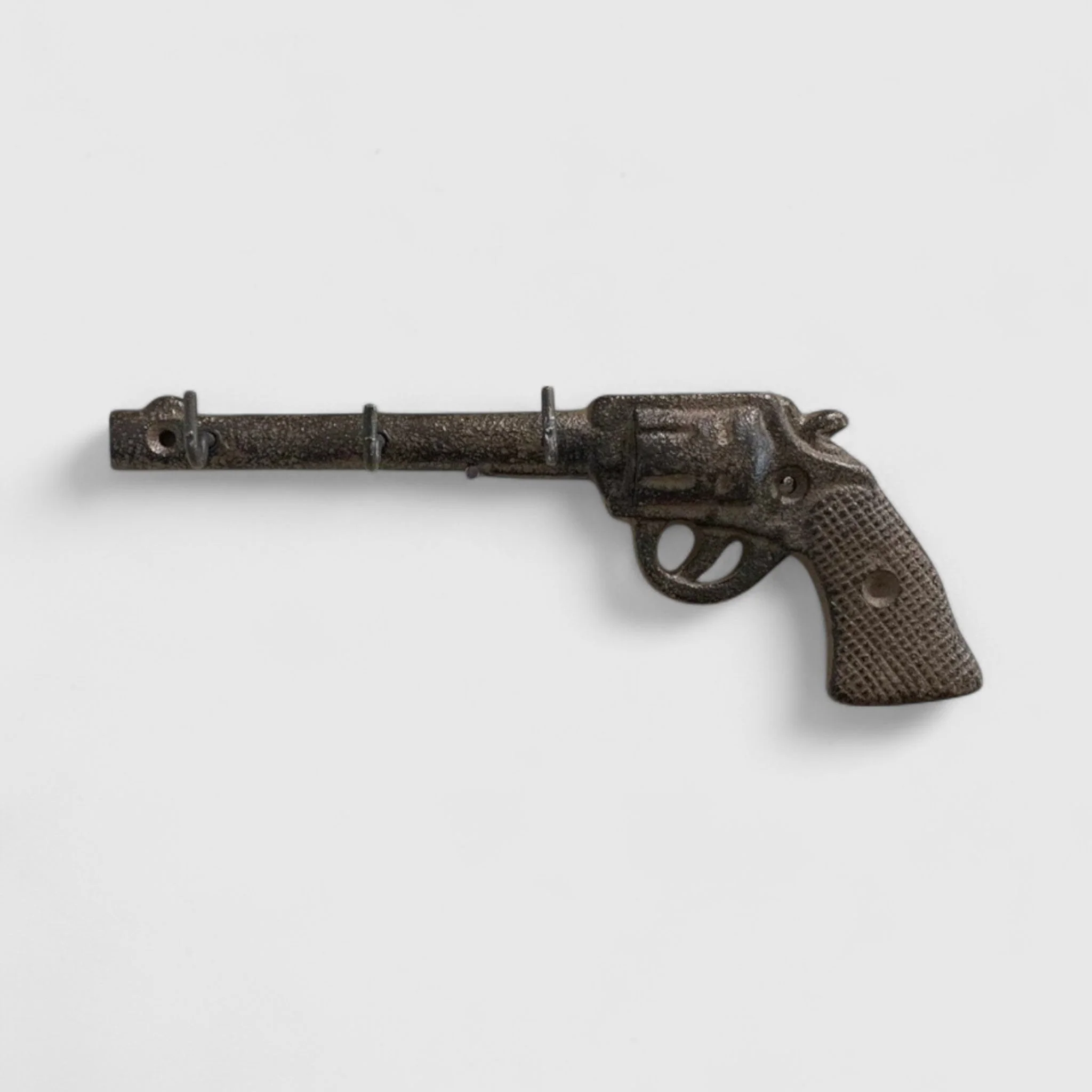 Western Cast Iron Gun Hooks, Vintage Revolver Wall Organizer - Image 2