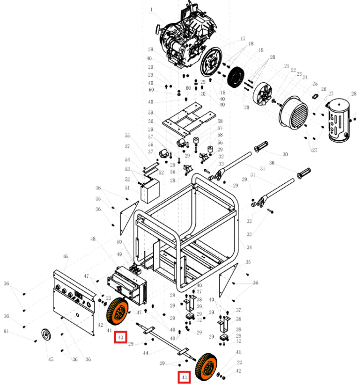 Wheel Kit for TWG210A Welder Generator - Image 2