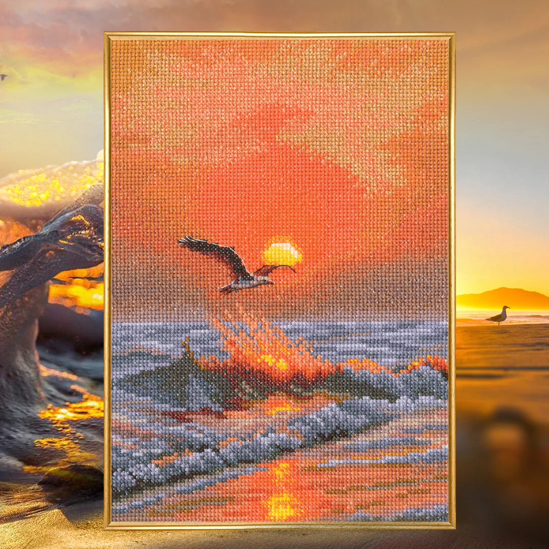 When the sun sets on the wave M1057 Counted Cross Stitch Kit - Image 2