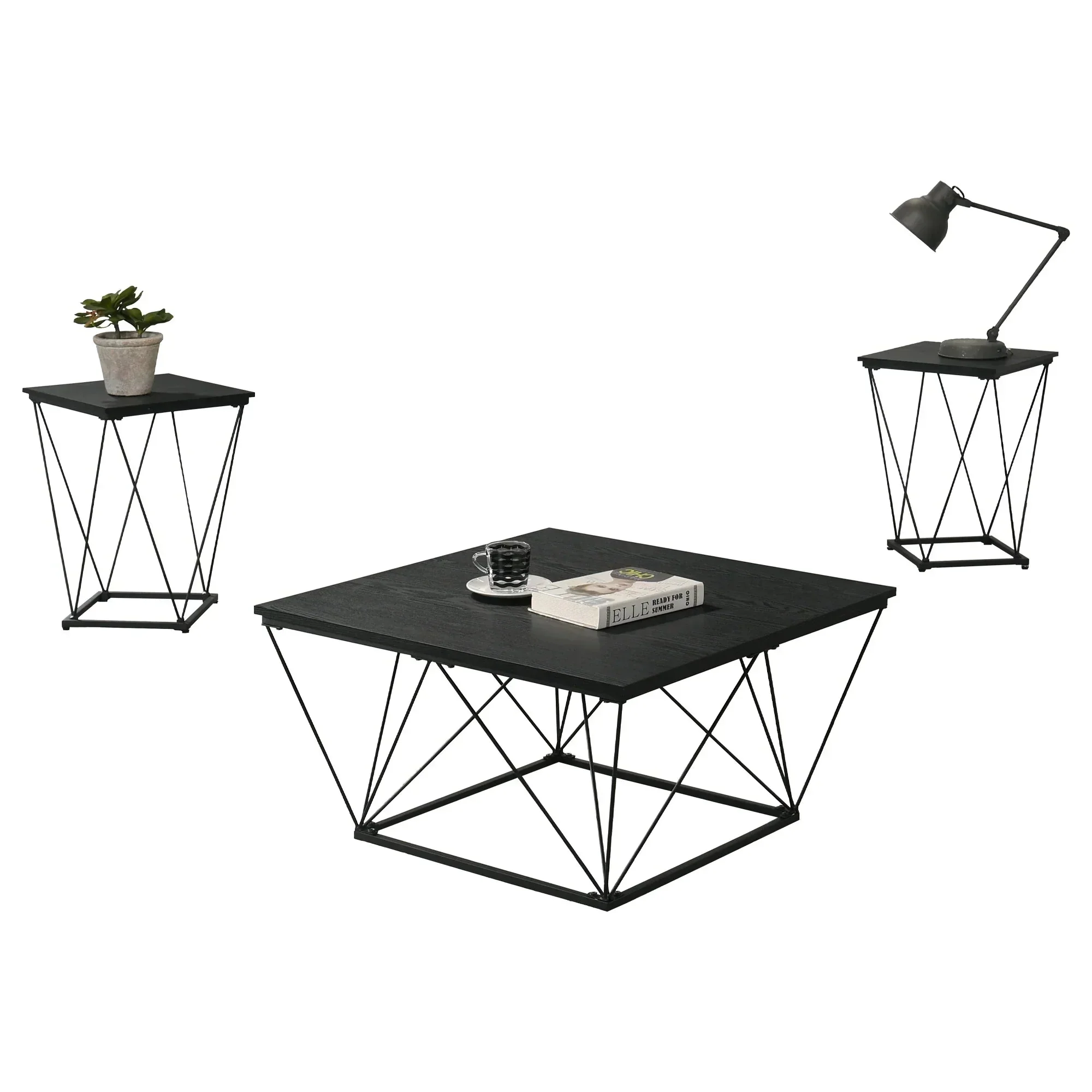 Whetstone 31.5" 3-Piece Coffee Table Set with Angular & Geometric Metal Base - Image 2