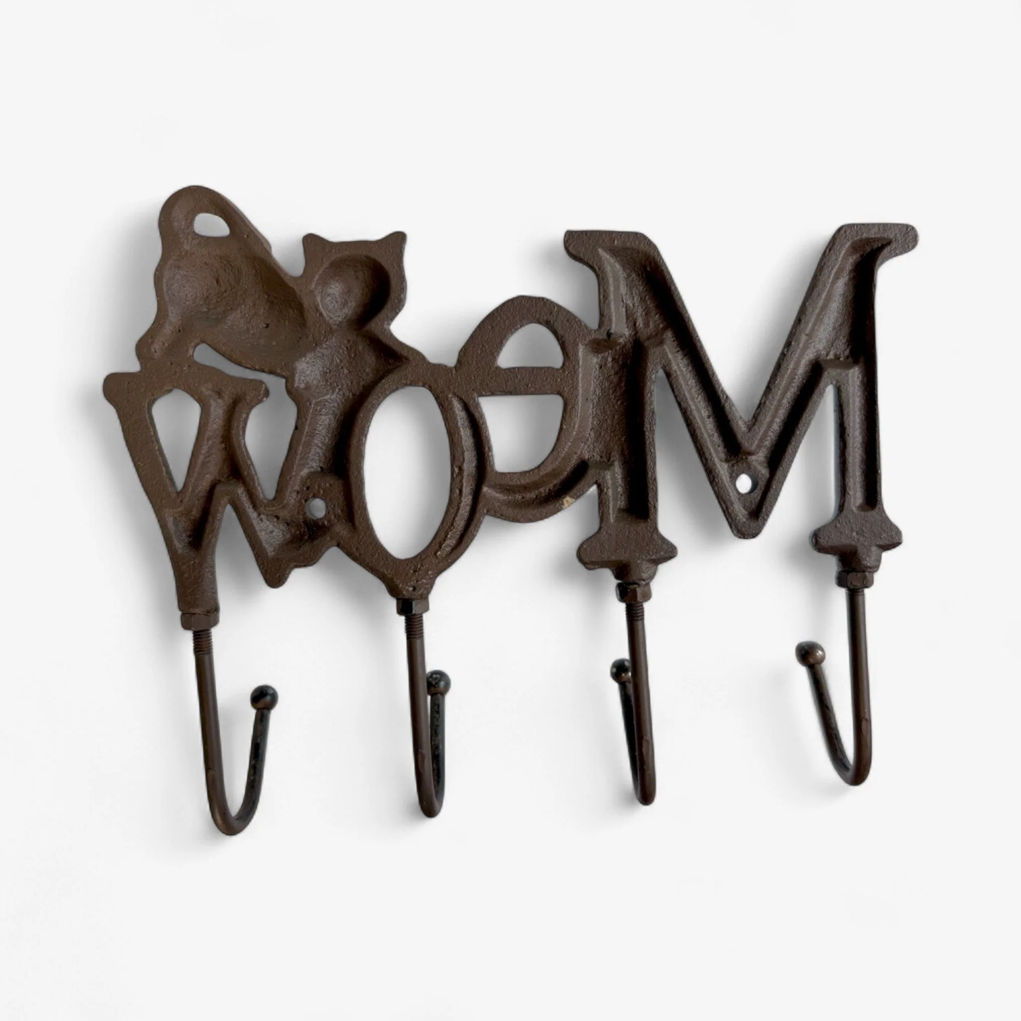 Whimsical Cast Iron Meow Cat Hook Rack, Rustic Wall Organizer - Image 4