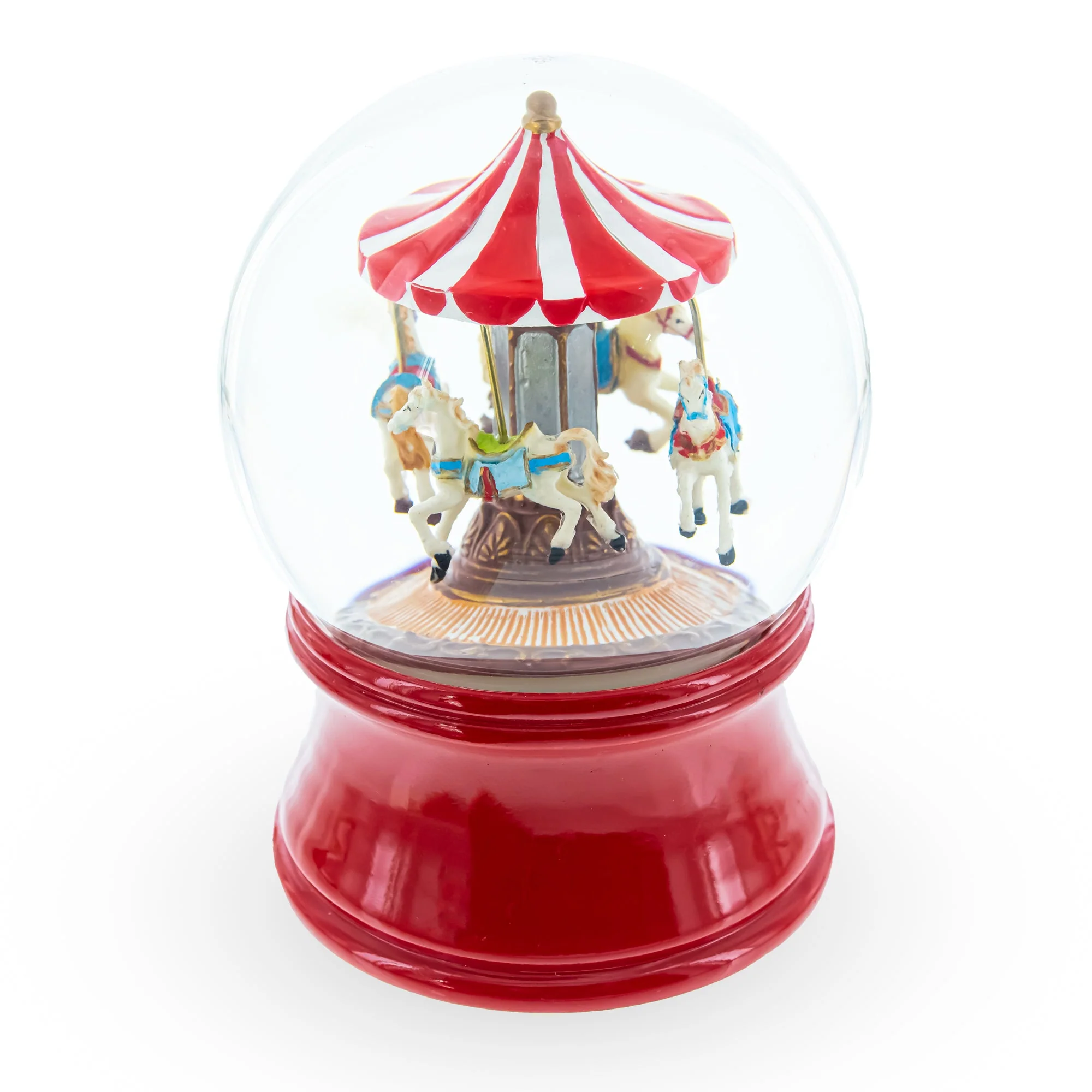 Whirling Carousel Wind-up Spinning Horses Musical Water Globe - Image 2