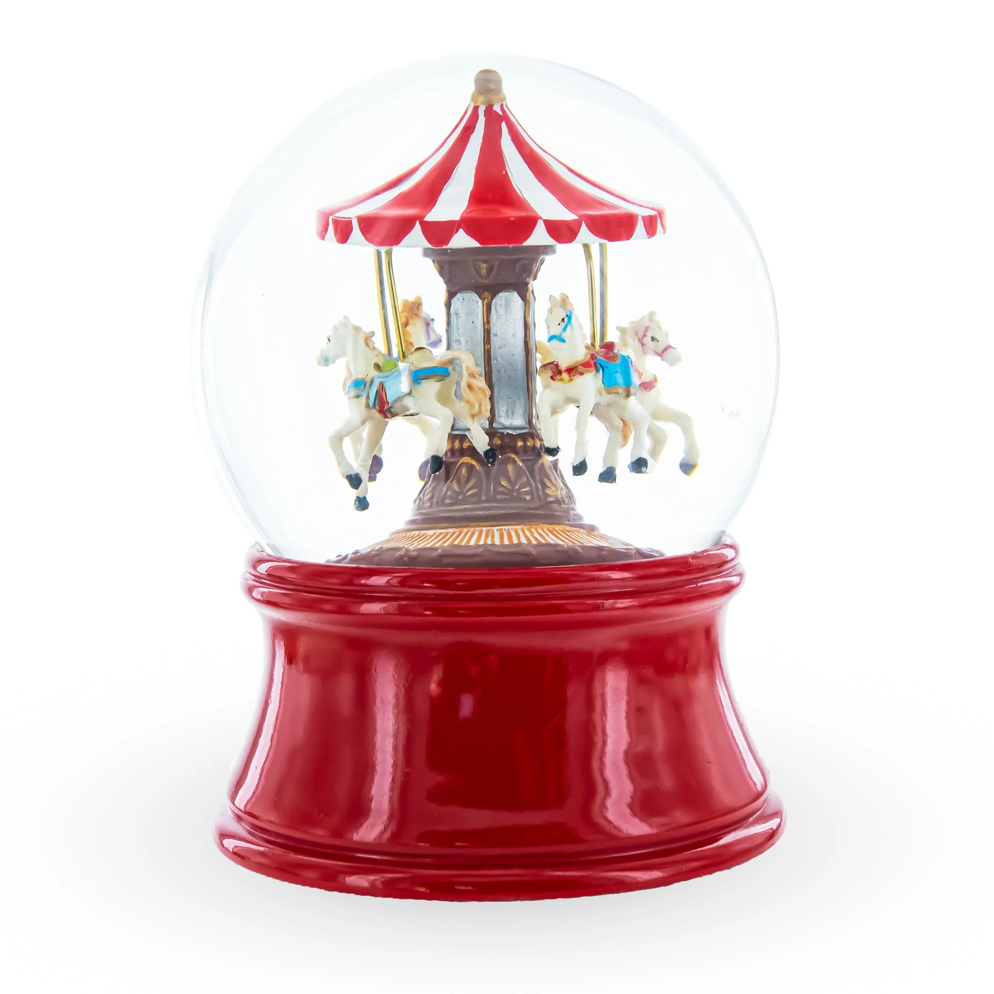 Whirling Carousel Wind-up Spinning Horses Musical Water Globe - Image 3