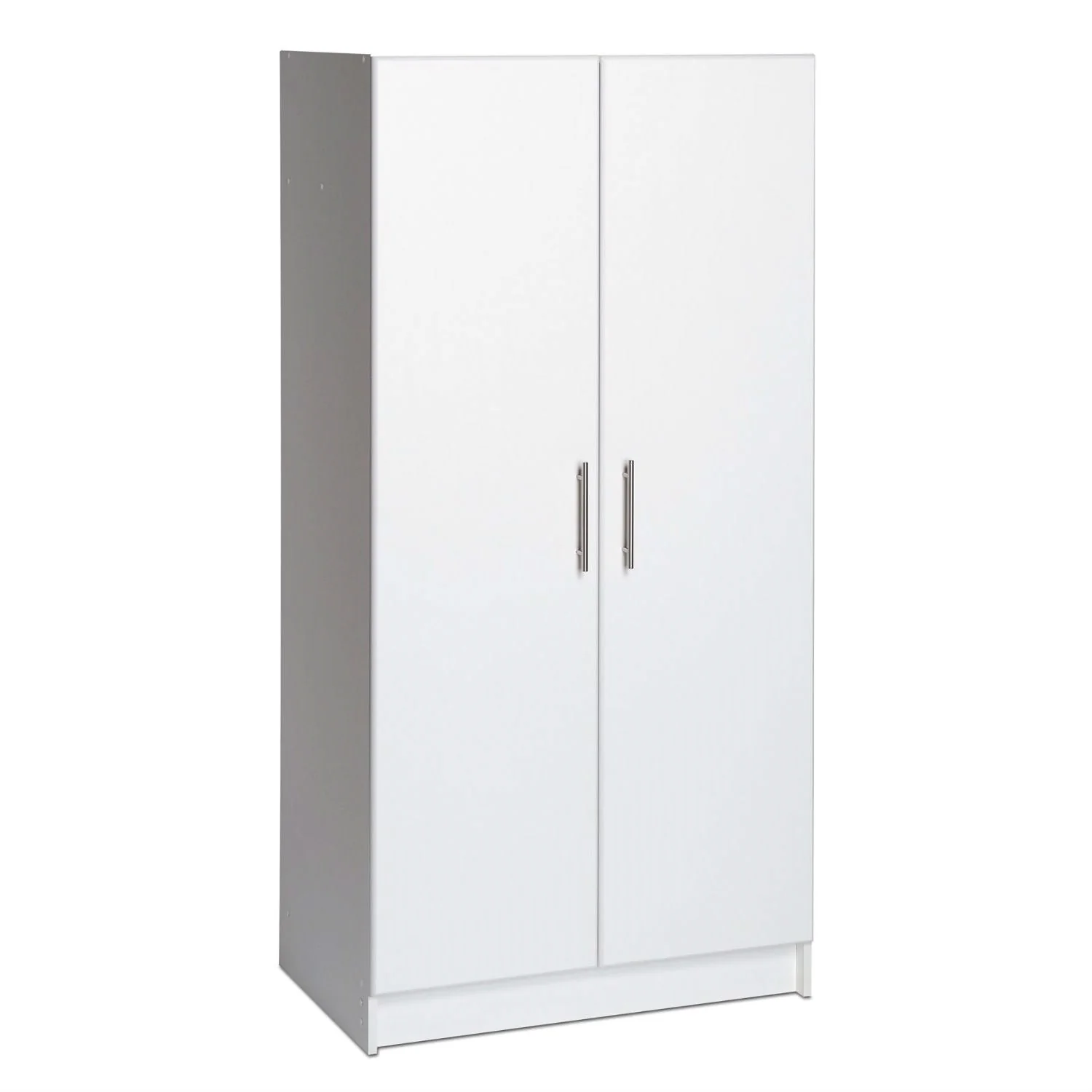 White 2-Door Wardrobe Cabinet with Hanging Rail and Storage Shelf - Image 2