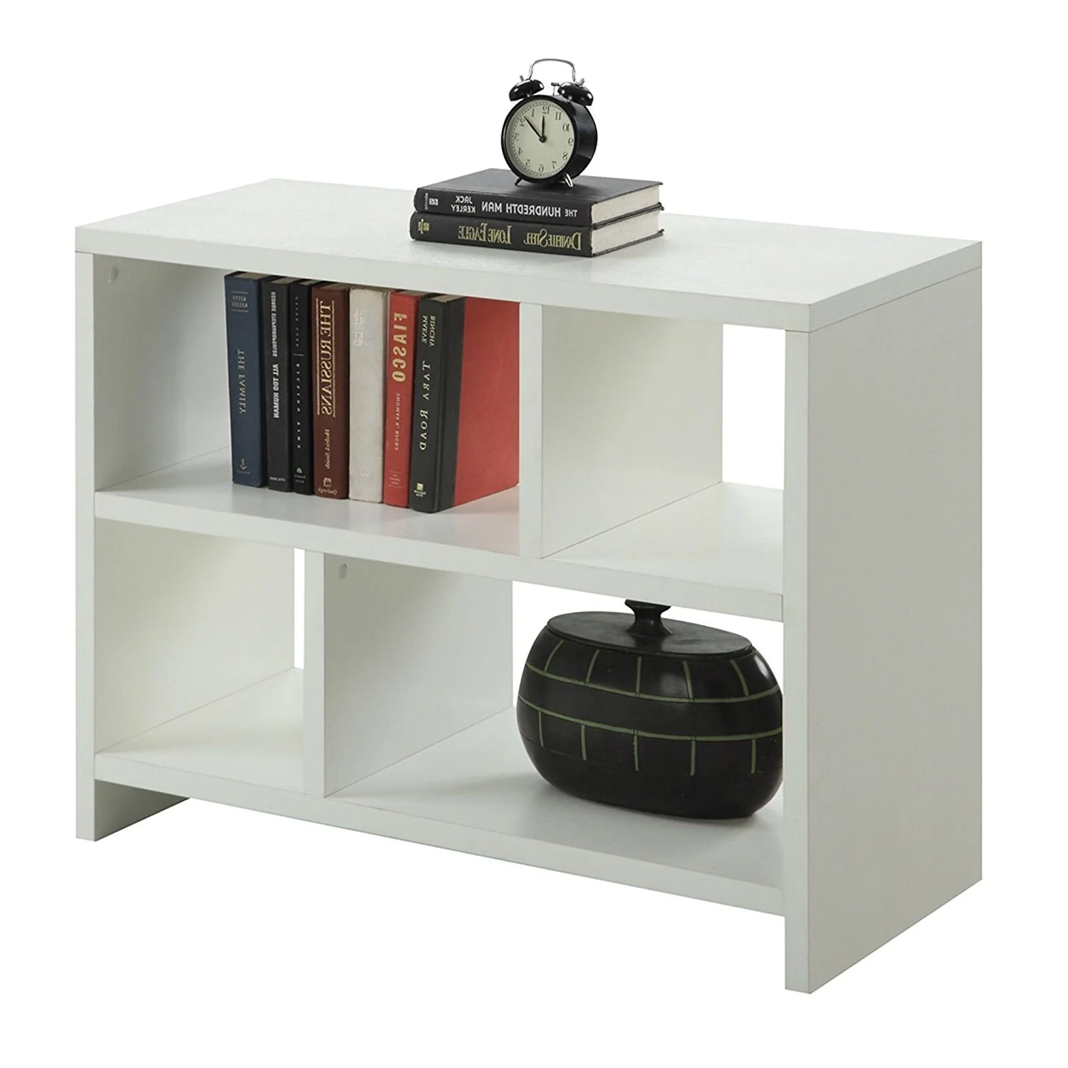 White 2-Shelf Modern Bookcase Console Table - Image 2
