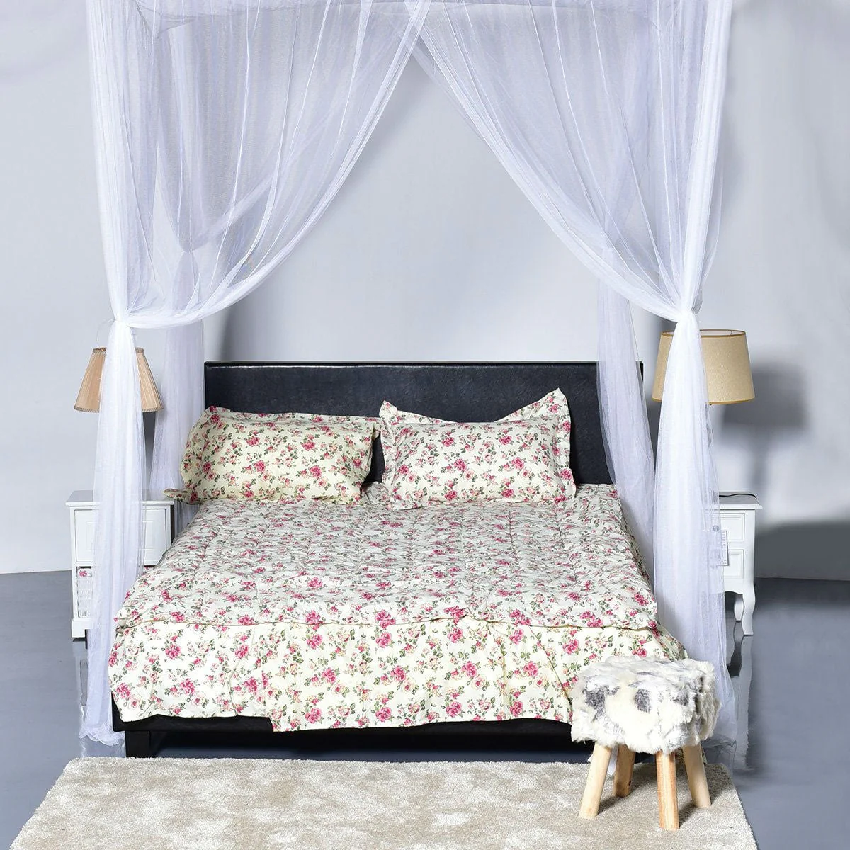 White 4-Post Bed Princess Canopy Net Mosquito Netting for Full or Queen size Beds - Image 2