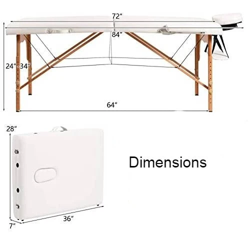 White Adjustable Portable Massage Folding Table - Image 2