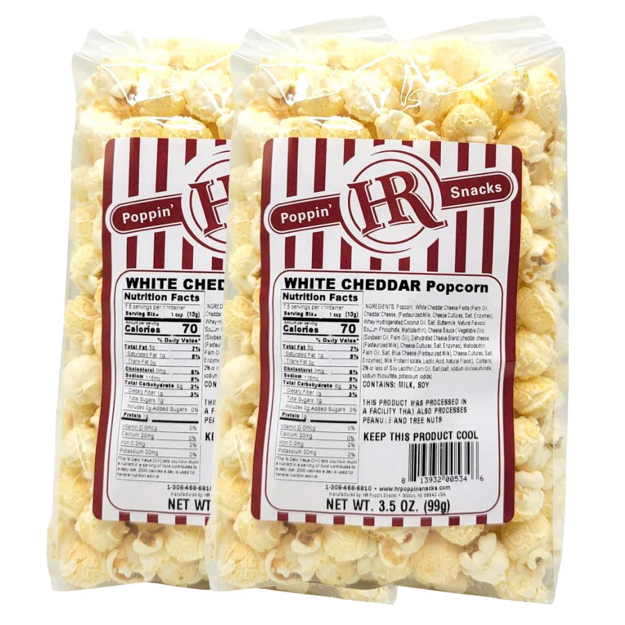 White Cheddar Popcorn | Pack of 2 | 3.5 oz | HR Poppin' Snacks