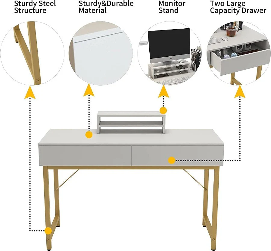 White Compact Makeup Table with Drawers - Image 4