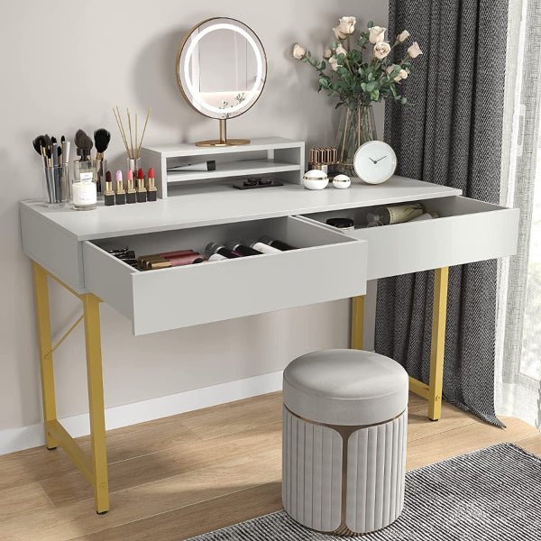 White Compact Makeup Table with Drawers - Image 5