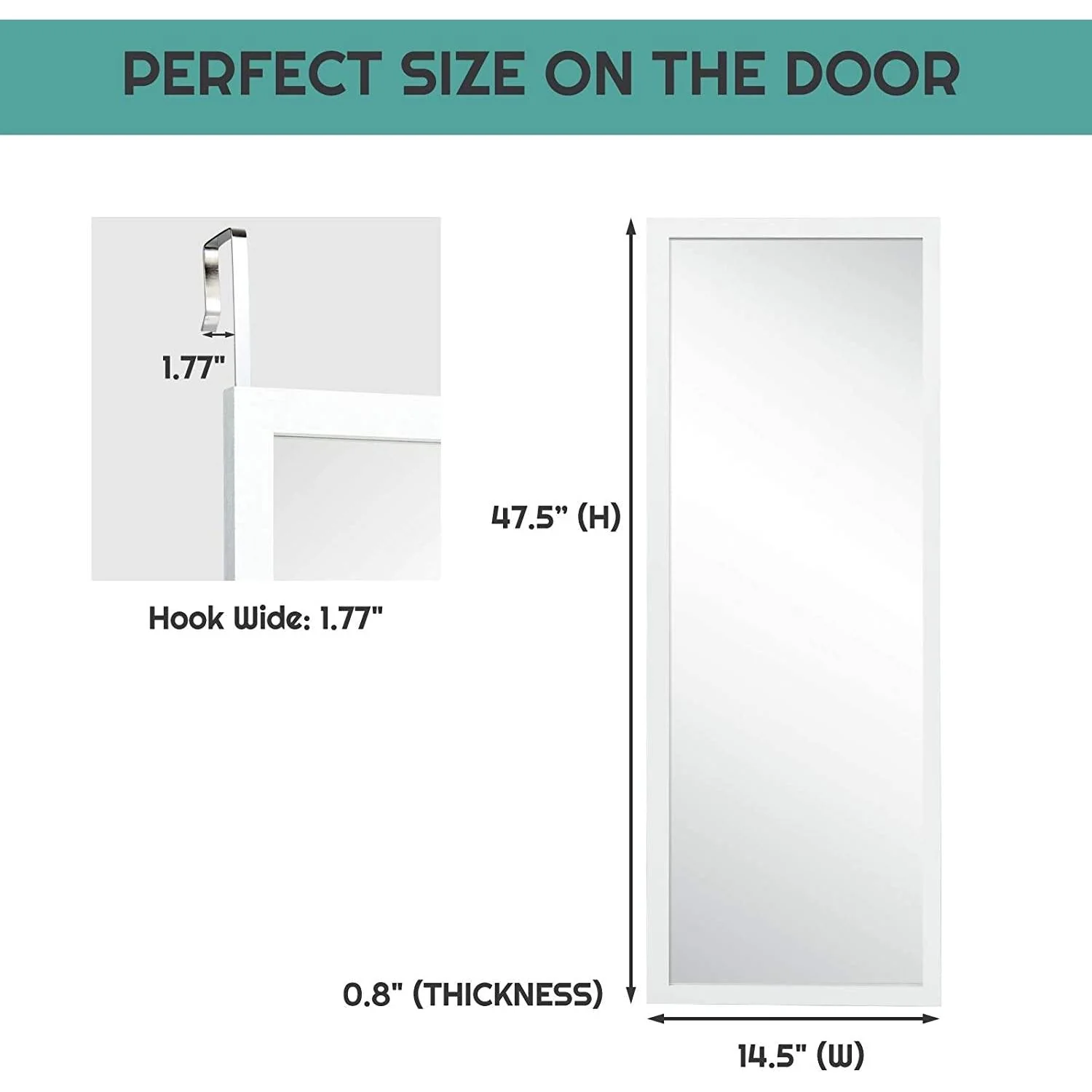White Full Length Bedroom Mirror with Over the Door or Wall Mounted Design - Image 4