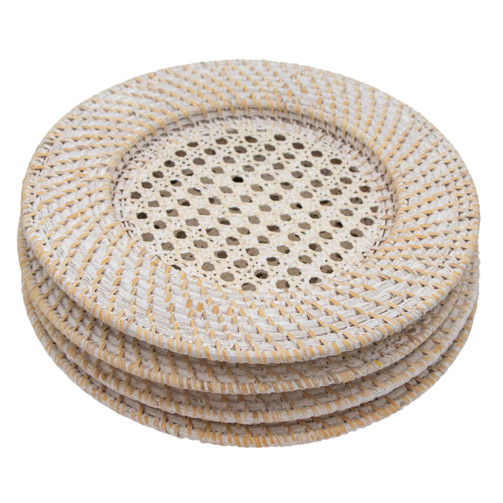 White Rattan Charger - Set of 4 - Image 2