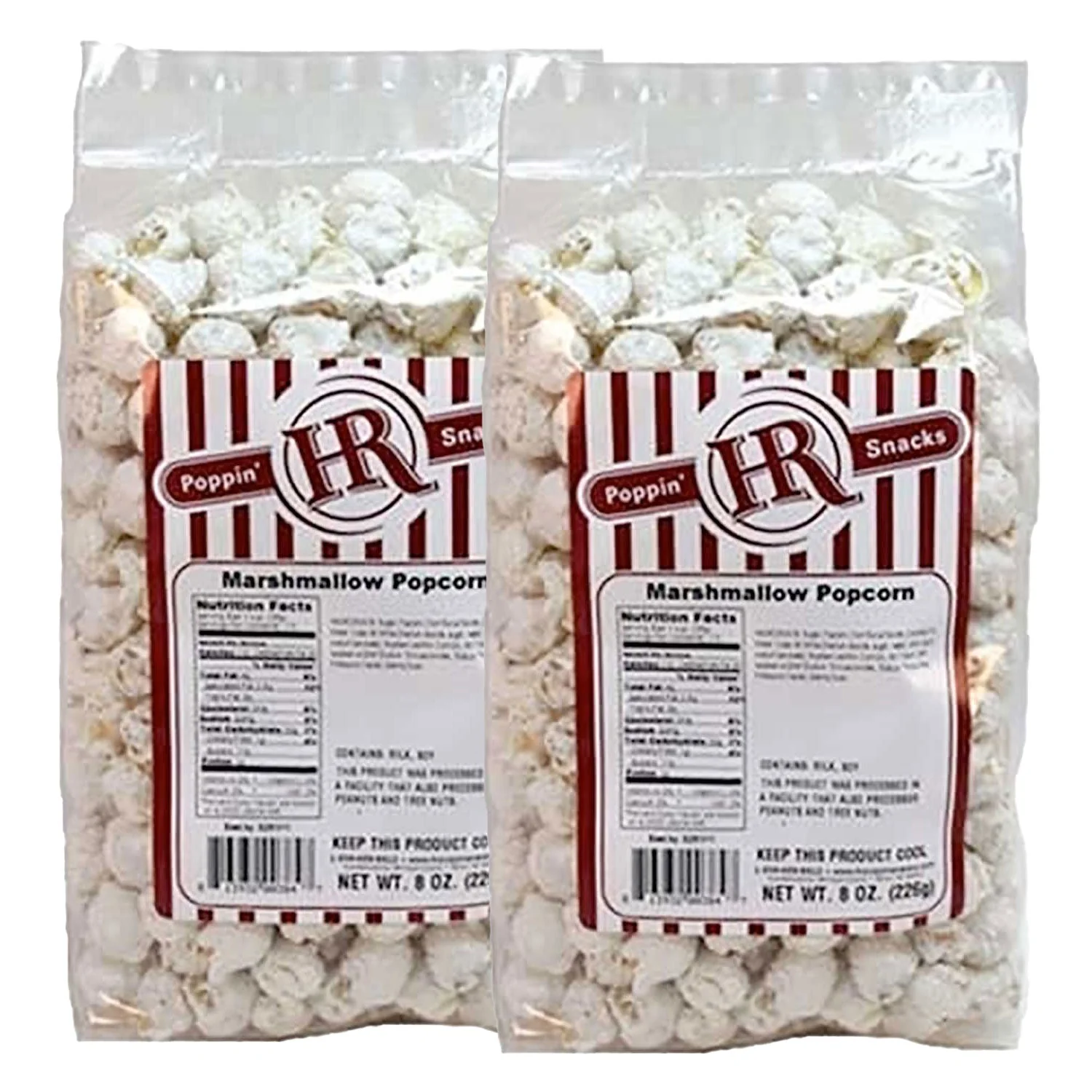 White Marshmallow Popcorn | 8 oz | Pack of 2 | HR Poppin' Snacks