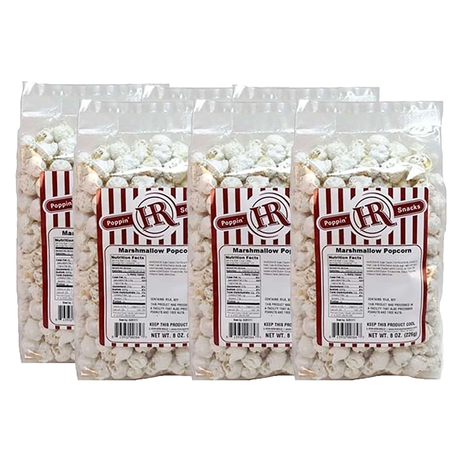 White Marshmallow Popcorn | Pack of 6 | 8 oz | HR Poppin' Snacks