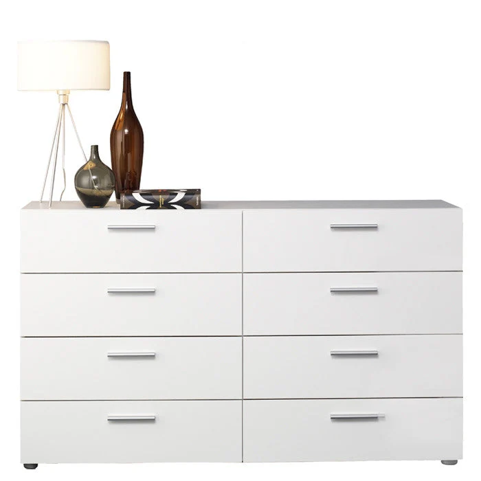 White Modern Bedroom 8-Drawer Double Dresser - Image 3