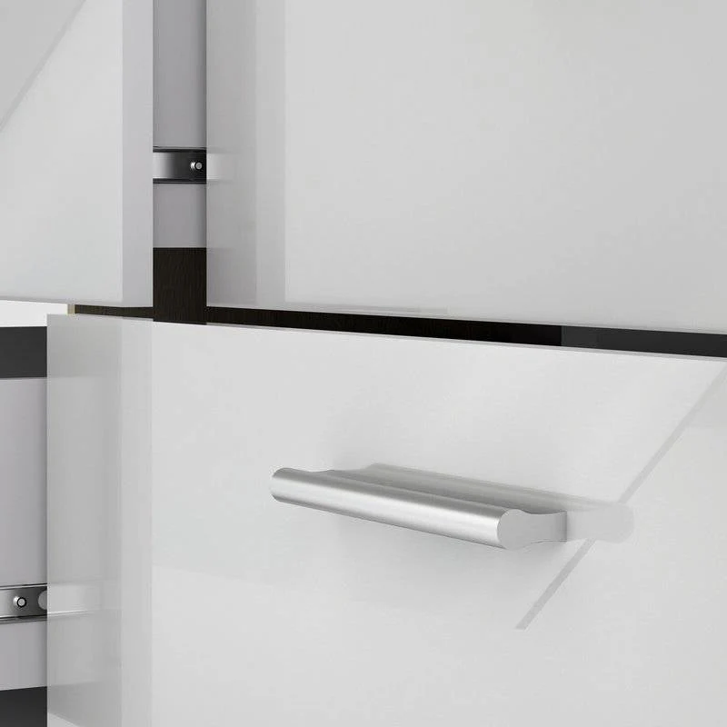 White Modern Bedroom 8-Drawer Double Dresser with Oak Finish Sides and Top - Image 3