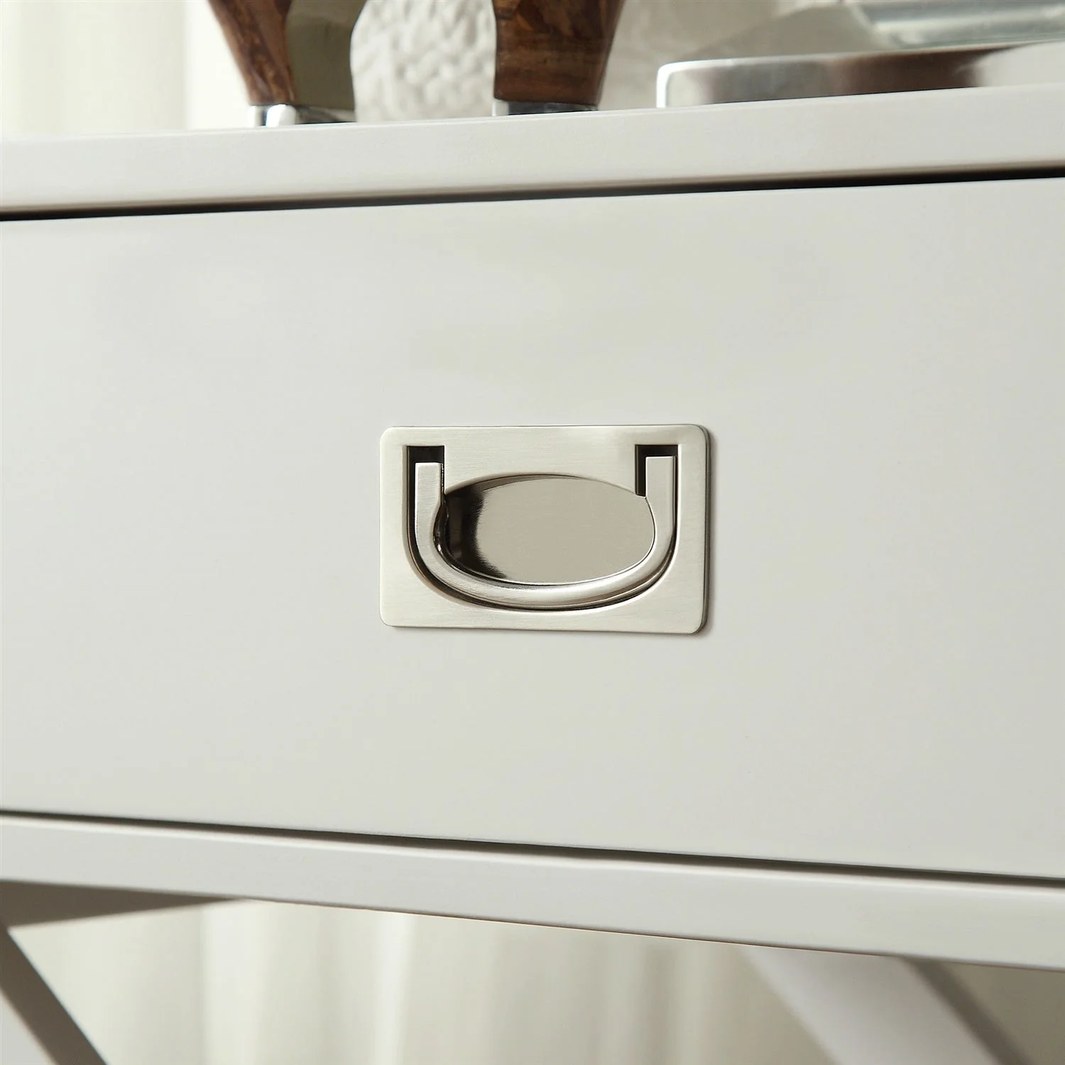 White Modern Bedroom Decor 1-Drawer Bedside Table Nightstand End Table - Image 3