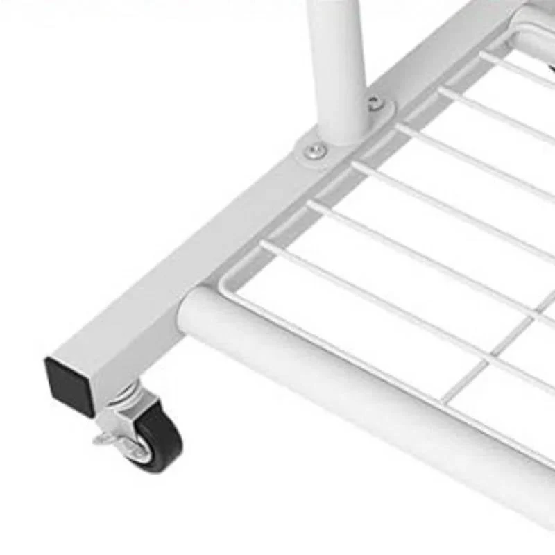 White Modern Garment Rack Clothes Hanging Rod with Lockable Wheels - Image 3