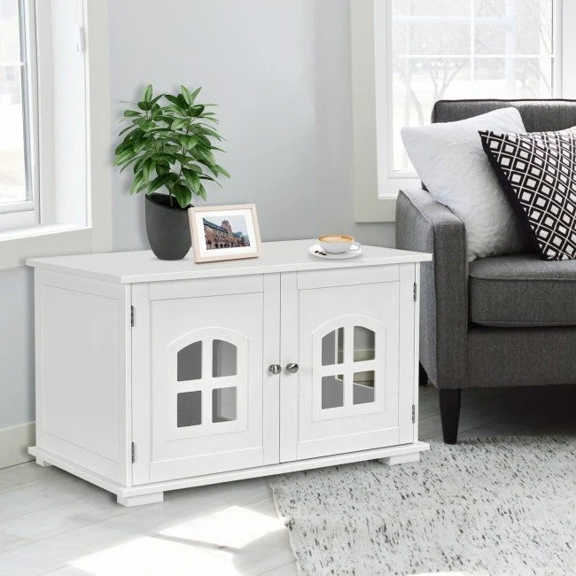 White  Modern Large Ventilated Private Divider Cat Litter Box - Image 2