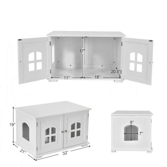 White  Modern Large Ventilated Private Divider Cat Litter Box - Image 4