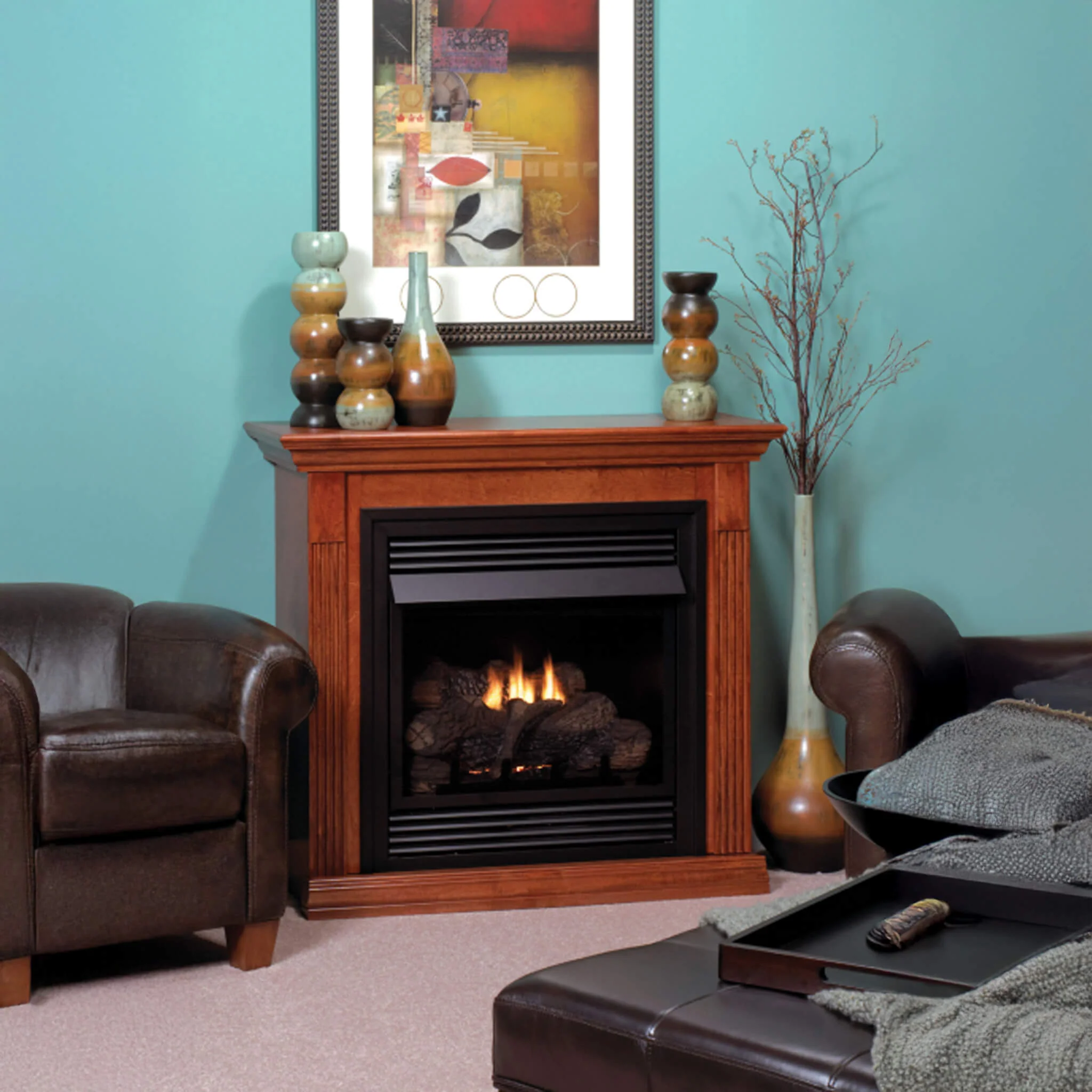 White Mountain Hearth (Empire) Vail 32-Inch Vent-Free Propane/Natural Gas Fireplace With Outer Frame, Hood, Louvers (SAK41582) - Image 3