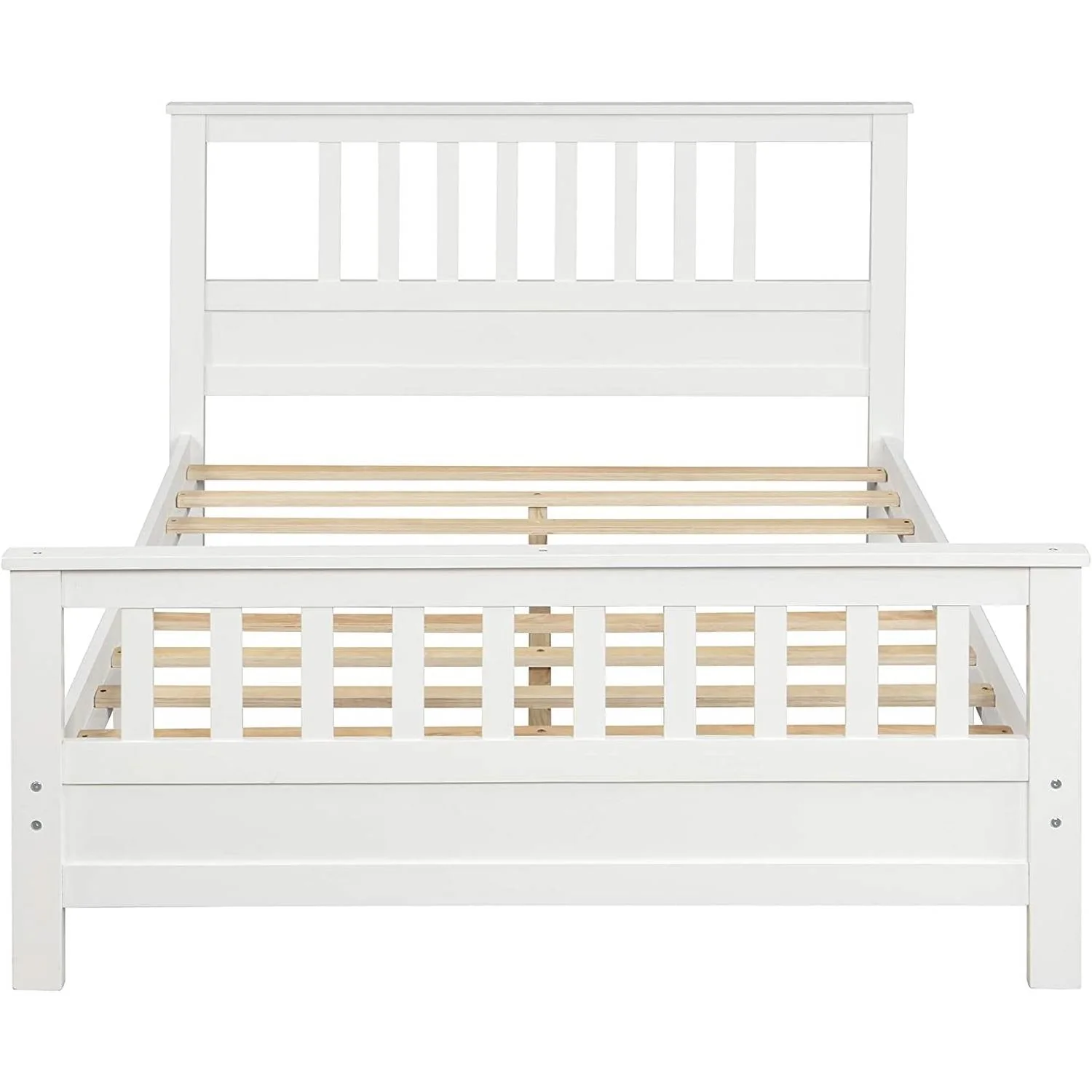 White Pine Wood Slatted Platform Headboard Footboard Full Size Bed - Image 2