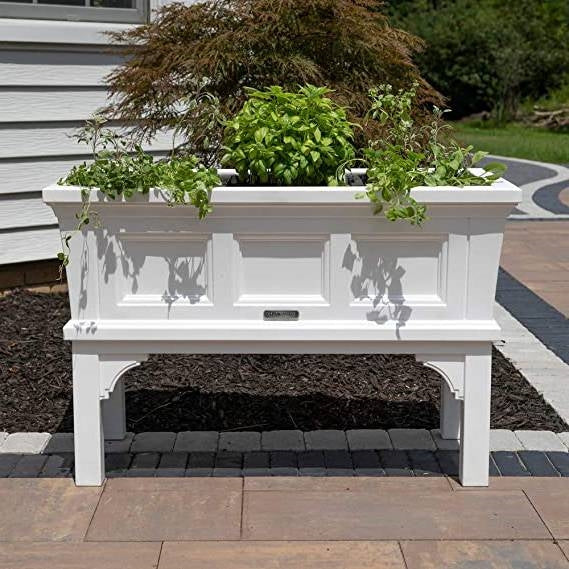 White Rectangular Raised Garden Bed Planter Box with Removeable Trays - Image 3
