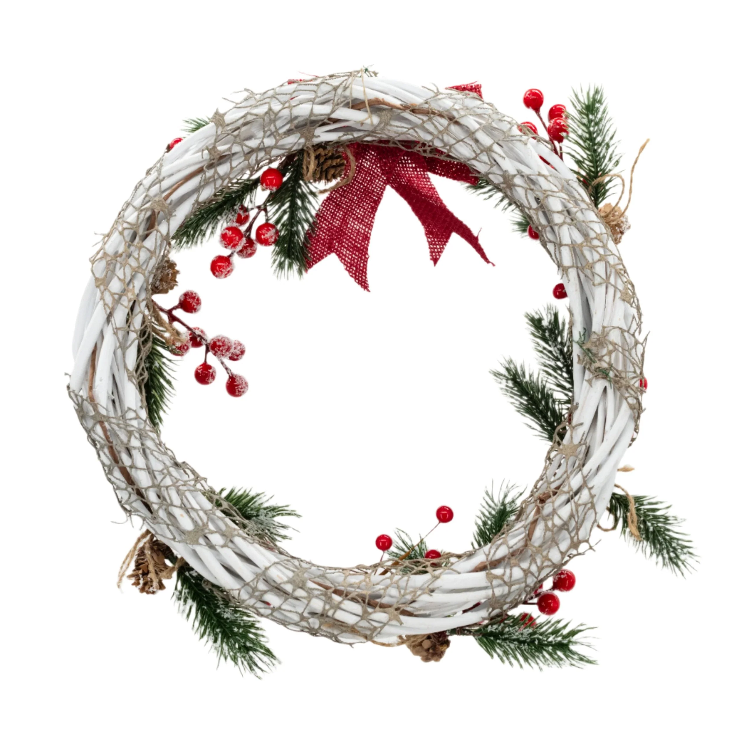 White/Red Winter Christmas Wreath | KJ Made - Image 2