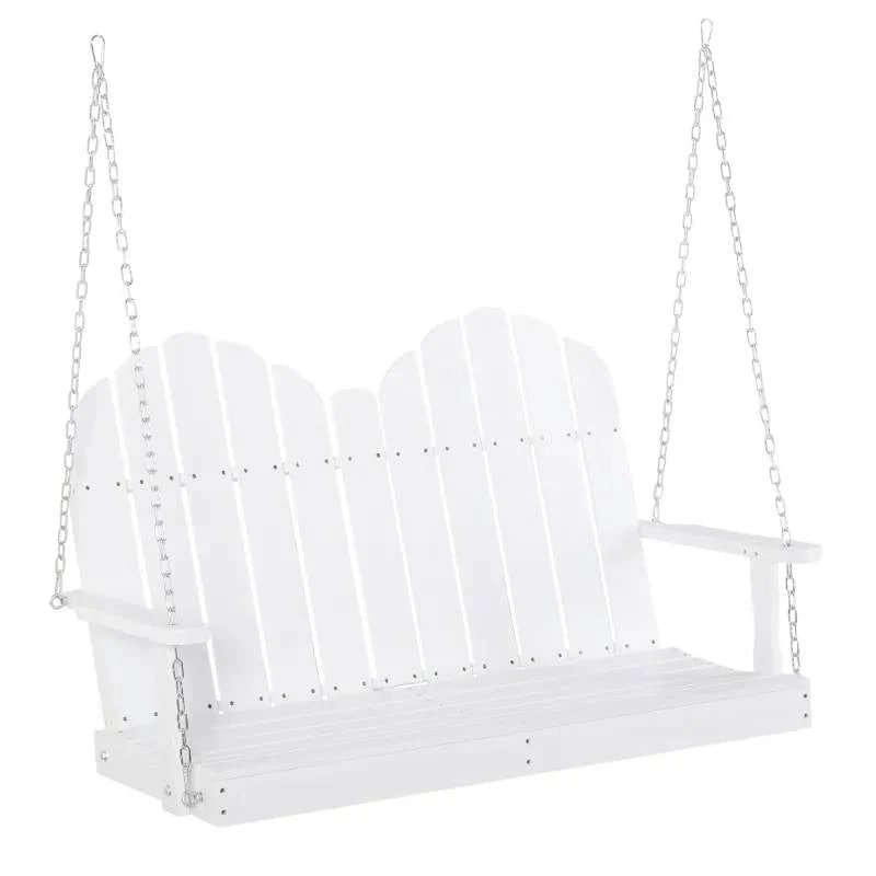 White Solid Wood 2-Seater Hanging Patio Porch Swing - Image 3