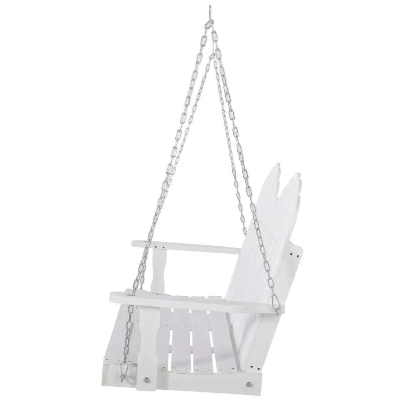 White Solid Wood 2-Seater Hanging Patio Porch Swing - Image 4
