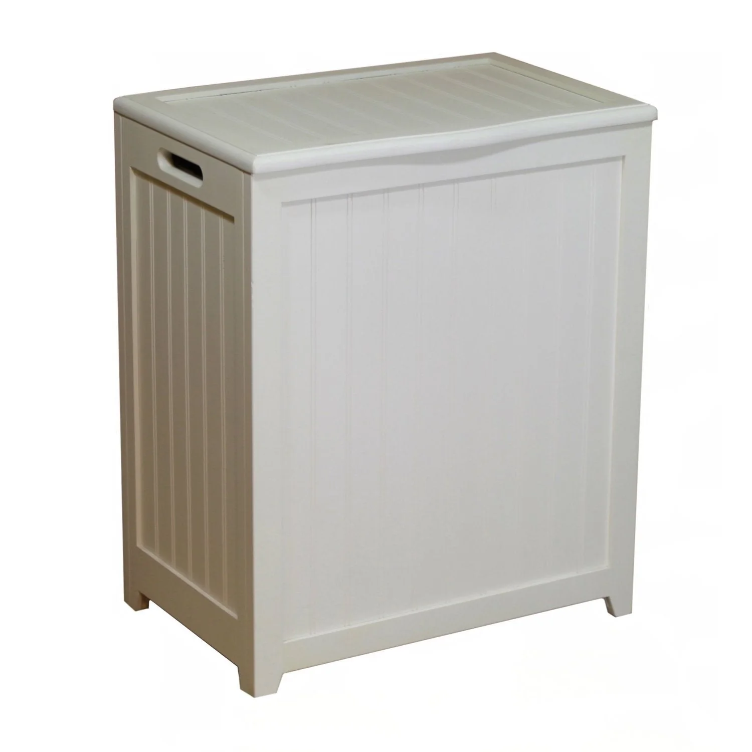 White Solid Wood Rectangular Laundry Hamper - Image 2