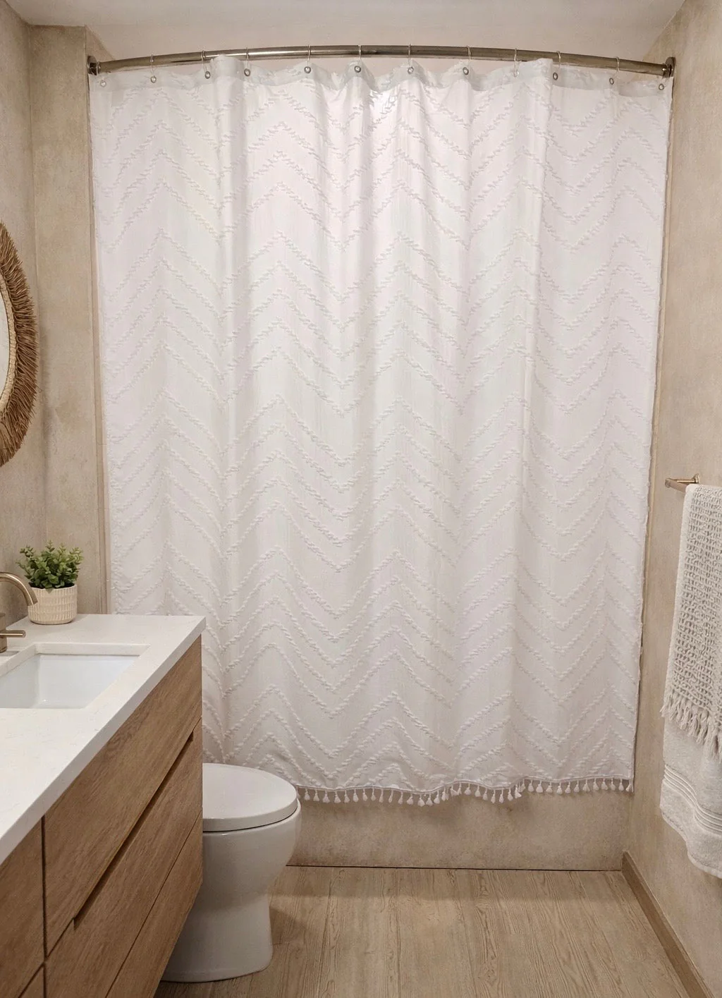 Capri Tufted Chevron Shower Curtain - Image 2