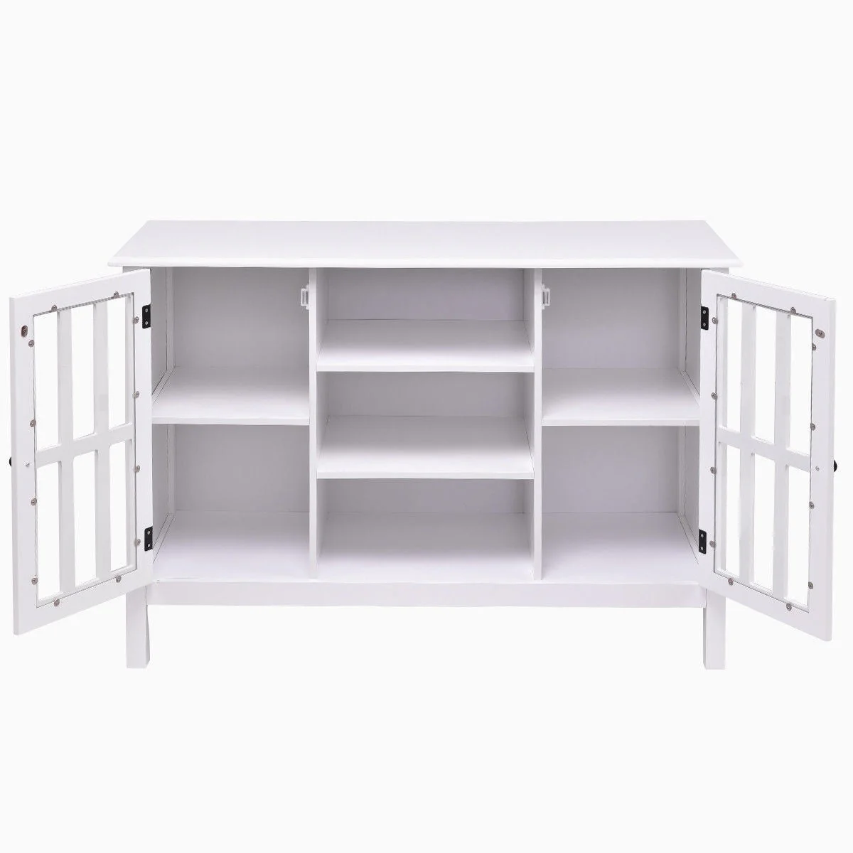 White Wood 43-inch TV Stand with Glass Panel Doors - Image 4