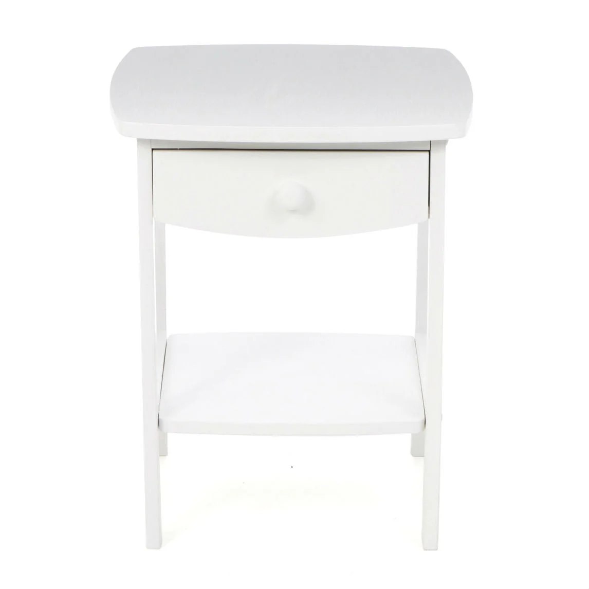 White Wood Contemporary 1-Drawer Bedside Table Nightstand - Image 3